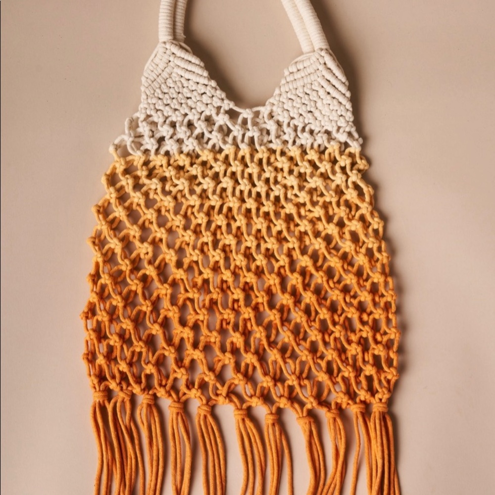 Orange Ombré Macrame Beach Bag Tote